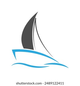 Boat sail icon logo desain template