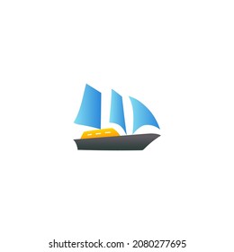 
Boat, sail icon. schooner ship symbol in gradient color, isolated on white background