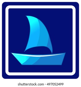 Boat with a sail, icon, vector illustration