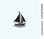 Boat with sail logo, ship, sail, boat vector , boat logo, boat icon