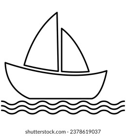 Boat, sail, sailing, ship, yacht icon.liner illustration flat design on white background..eps