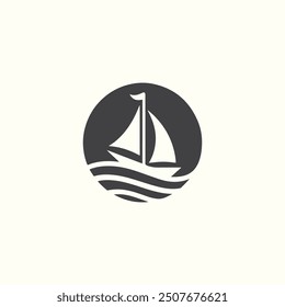 Boat with sail in water vector illustration icon