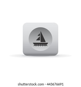 boat sail white glossy theme button icon
