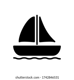 Boat, sailboat icon with glyph style vector for your web design, logo, UI. illustration