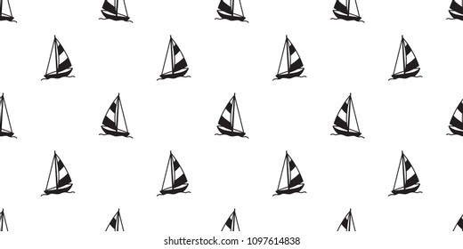 Boat Sailboat Seamless Pattern Yacht Anchor Helm Lighthouse Vector Nautical Maritime Tropical Isolated Background Wallpaper