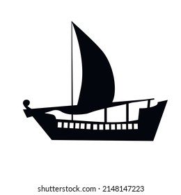 Boat sailboat vector stock illustration. Black and white symbol. Isolated on a white background.