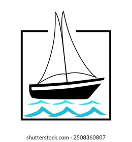 The boat is sailing in the beautiful sea silhouette