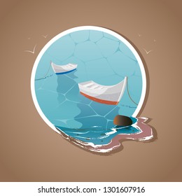 boat sailing in blue sea. the boats are laid up near the pier in white frame