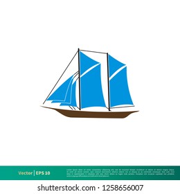 Boat Sailing Icon Vector Logo Template Illustration Design. Vector EPS 10.