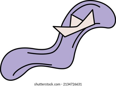 Boat sailing on a stream vector illustration for children