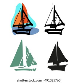 Boat in sailing regatta. Yacht. Vector illustration.