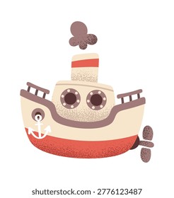 Boat Sailing With Smoke Stack Cartoon