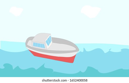 Boat Sailing Through Ocean Vector Illustration