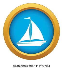 Boat with sails icon blue vector isolated on white background for any design