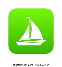 Boat with sails icon digital green for any design isolated on white vector illustration