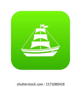 Boat with sails icon digital green for any design isolated on white vector illustration