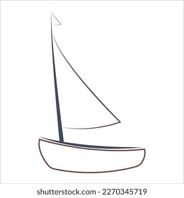 Boat with sails icon in flat style isolated on white background.Sea transport symbol.