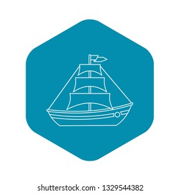 Boat with sails icon. Outline illustration of boat with sails vector icon for web