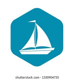 Boat with sails icon in simple style isolated on white background. Sea transport symbol
