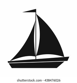 Boat with sails icon, simple style