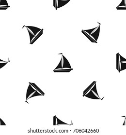 Boat with sails pattern repeat seamless in black color for any design. Vector geometric illustration