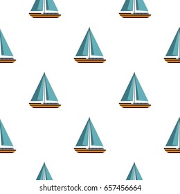 Boat with sails pattern seamless background in flat style repeat vector illustration