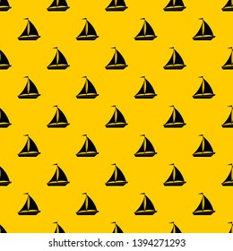 Boat with sails pattern seamless vector repeat geometric yellow for any design