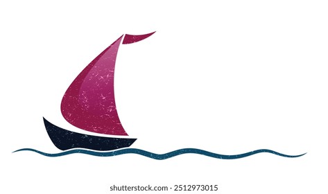 The boat with scarlet sails in the sea.
