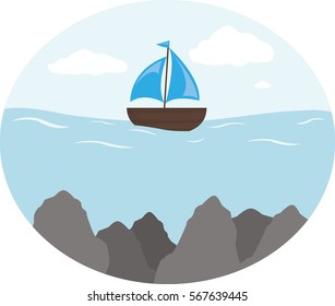 Boat Scene - Vector Illustration