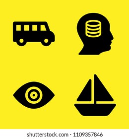boat, school bus, visual and database vector icon set. Sample icons set for web and graphic design