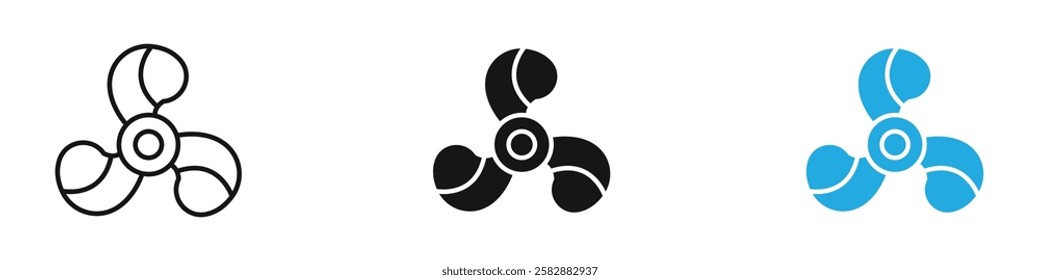 Boat screw icon black white vector outline