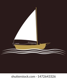 boat in sea with dark background
