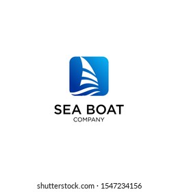 boat and sea logo design template