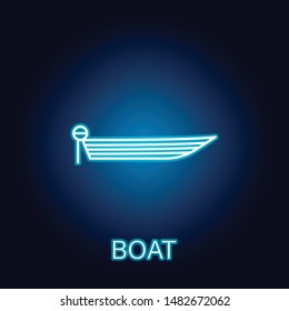 boat sea transport outline icon in neon style. Signs and symbols can be used for web, logo, mobile app, UI, UX