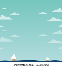 Boat and sea vector. free space for text.