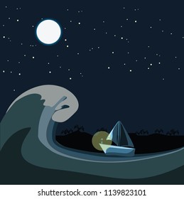 boat in sea vector illustration 