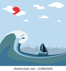 boat in sea vector illustration 