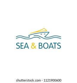 Boat and sea vector logo