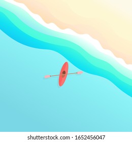 boat at sea. view from above. minimalism. beach, ocean