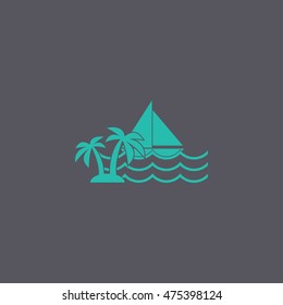Boat and sea wave icon. Concept illustration for design.