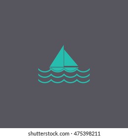 Boat and sea wave icon. Concept illustration for design.