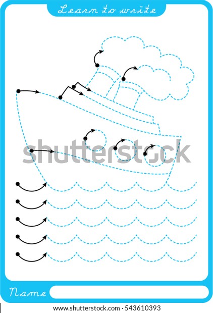 boat sea waves preschool worksheet practicing stock vector royalty free 543610393 shutterstock