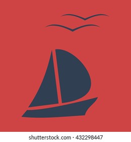 Boat and seagull Icon