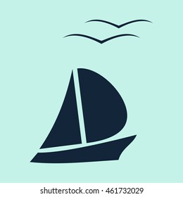 boat and seagull Icon