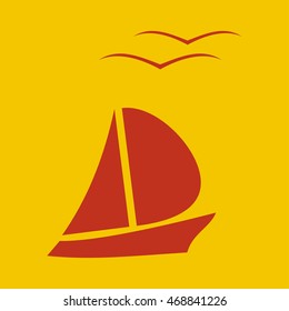 boat and seagull Icon
