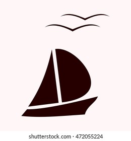 boat and seagull Icon