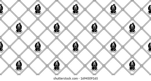 Boat seamless pattern pirate rope vector anchor helm Nautical maritime sea ocean repeat wallpaper scarf isolated tile background illustration design