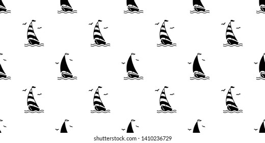 boat seamless pattern vector Anchor helm pirate maritime Nautical sea ocean Seagull scarf isolated repeat wallpaper tile background doodle