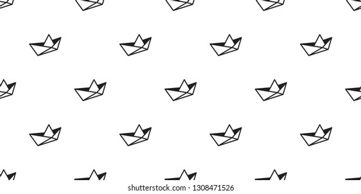 boat seamless pattern vector origami yacht anchor helm nautical maritime scarf isolated tile background repeat wallpaper illustration