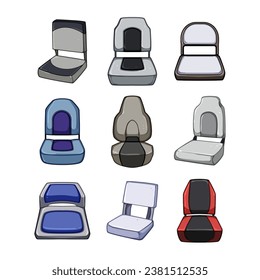 boat seats set cartoon. wood luxury, ship transport, yacht interior boat seats sign. isolated symbol vector illustration